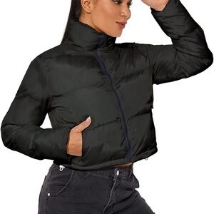 Women's Crop Short Jacket Cropped Puffer Fashion Jackets for Women Size M